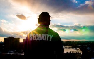 Security guard at their post in the early morning