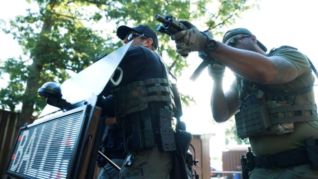 Security guards with a ballistic display unit