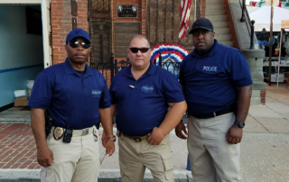 Armed security guards standing together