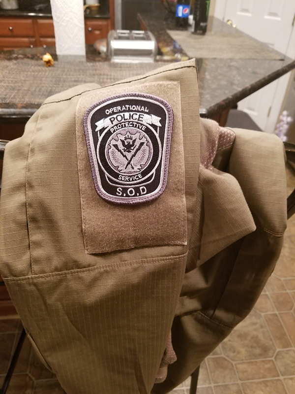 A badge on a uniform