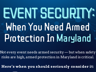A sign that says event security when you need armed protection in Maryland.
