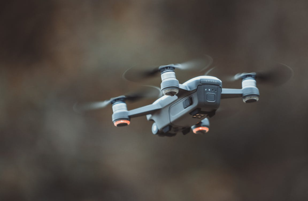 A drone flying in the air