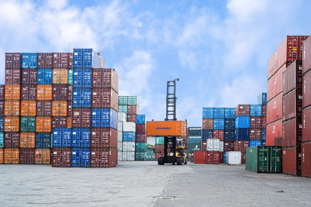 Containers at a port