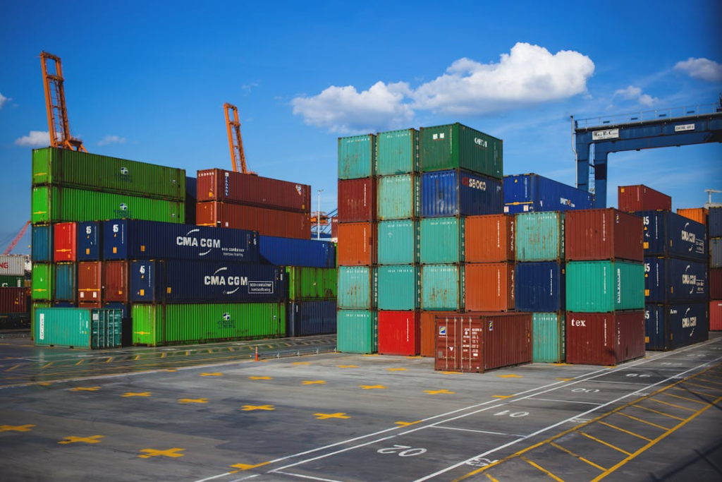 Containers at a port