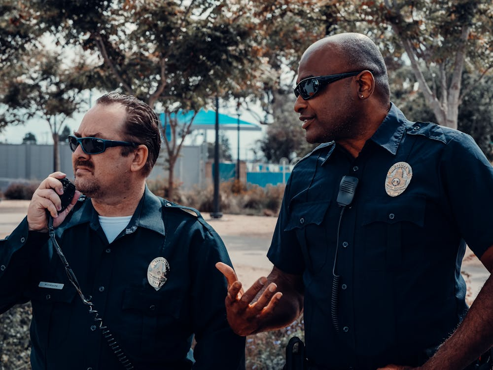 Professional event security ensuring crowd safety at an outdoor event.