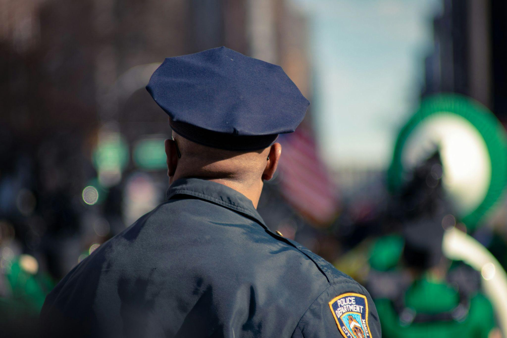 Back view of a security officer