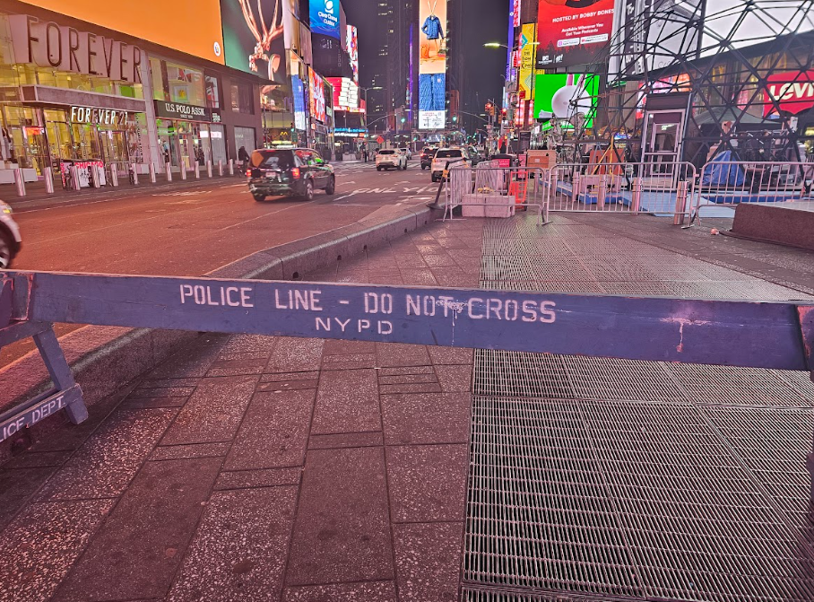 This photo shows a security area with a few public attendees