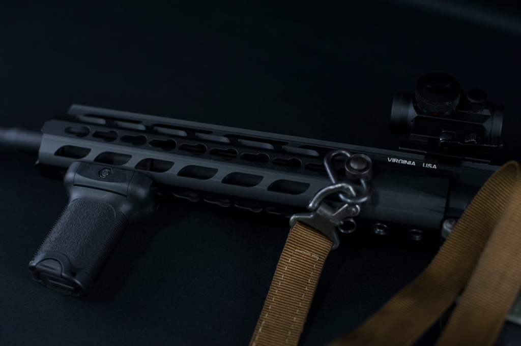 Close up of a rifle