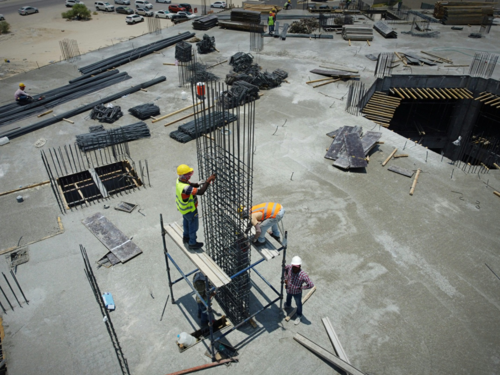 People working at a construction site