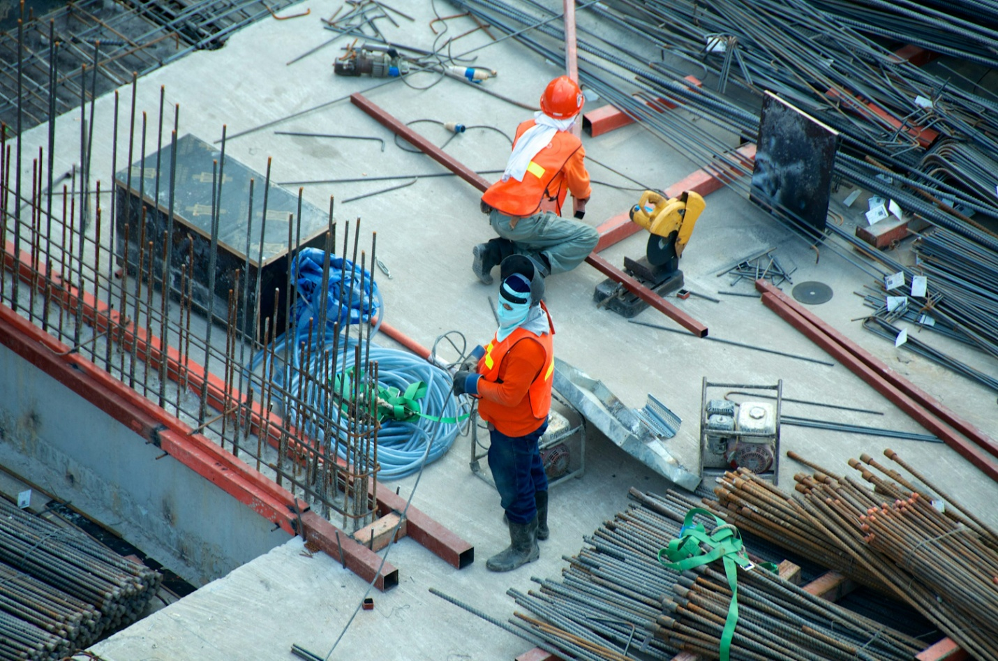 People working at a construction site