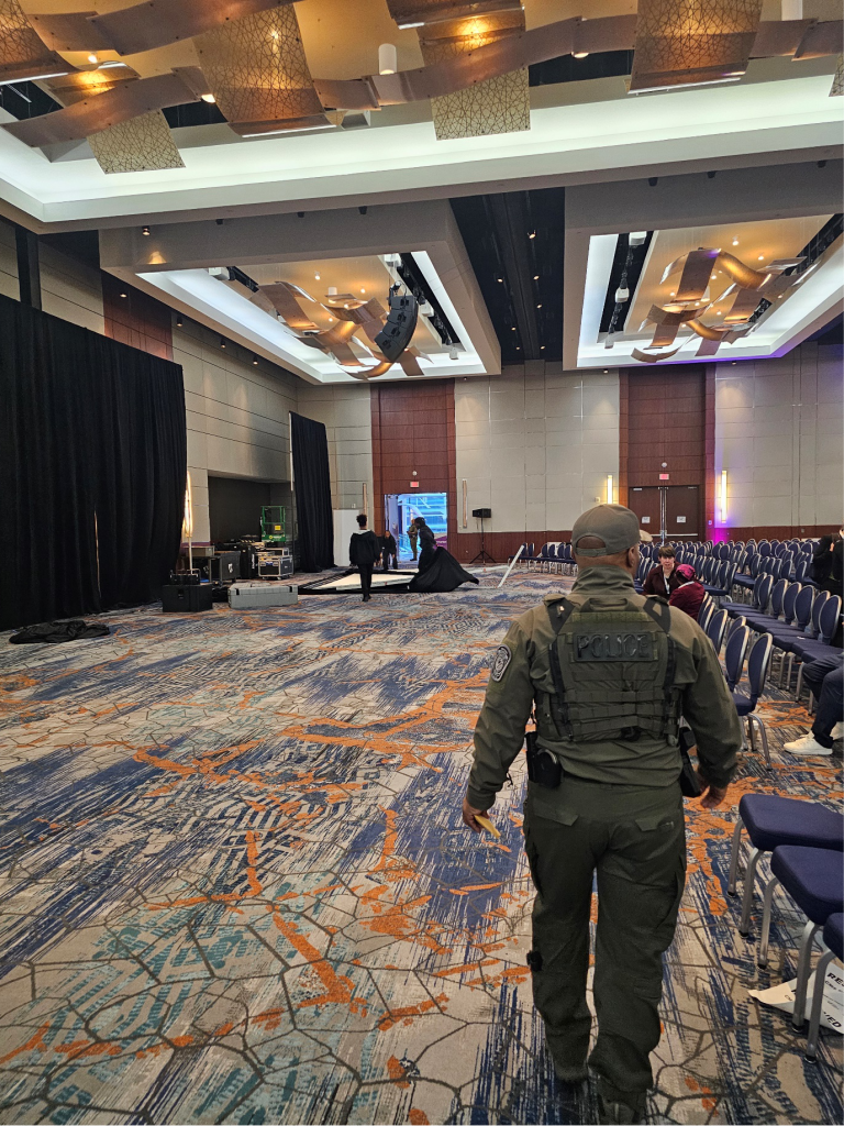 A security official at an event venue