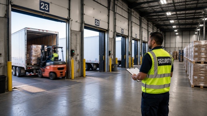 A man in a yellow safety vest standing in a warehouse.